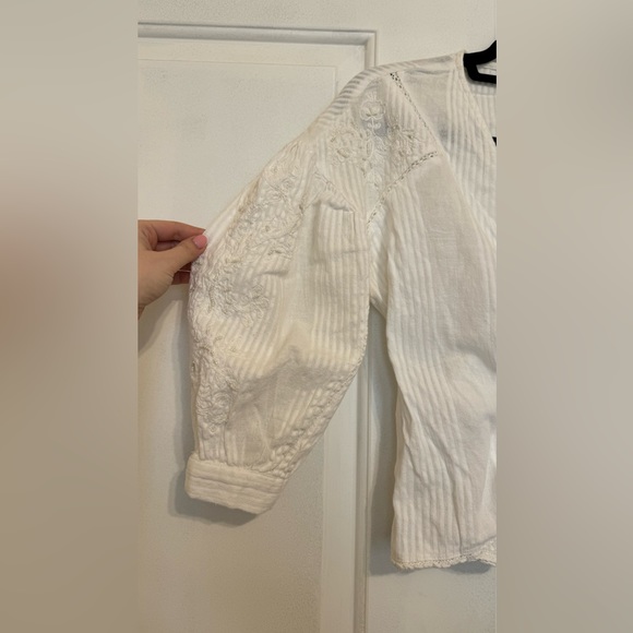 Zara Textured Embroidered White Wrap Top - Picture 7 of 7